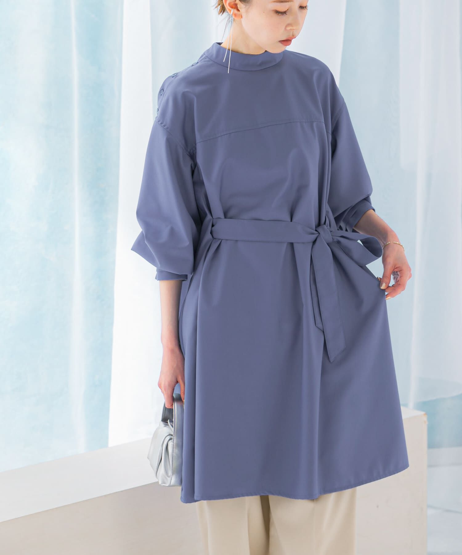 URBAN RESEARCH ROSSO「ハイネックミニワンピース」|ワンピース|ブルー系その他