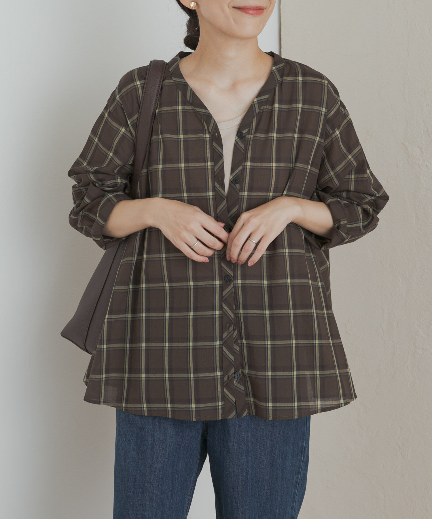 URBAN RESEARCH DOORS「チェックフレアブラウス」|Tシャツ・カットソー|