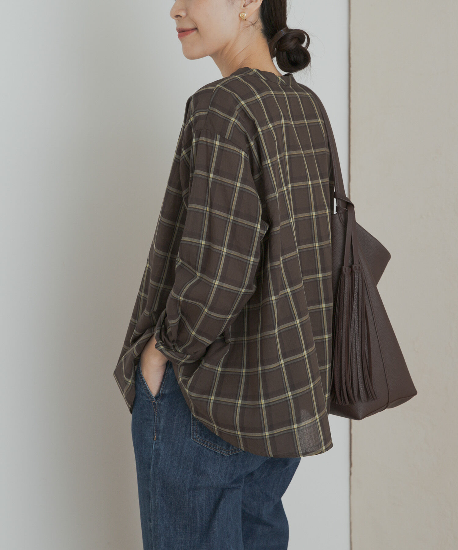 URBAN RESEARCH DOORS「チェックフレアブラウス」|Tシャツ・カットソー|