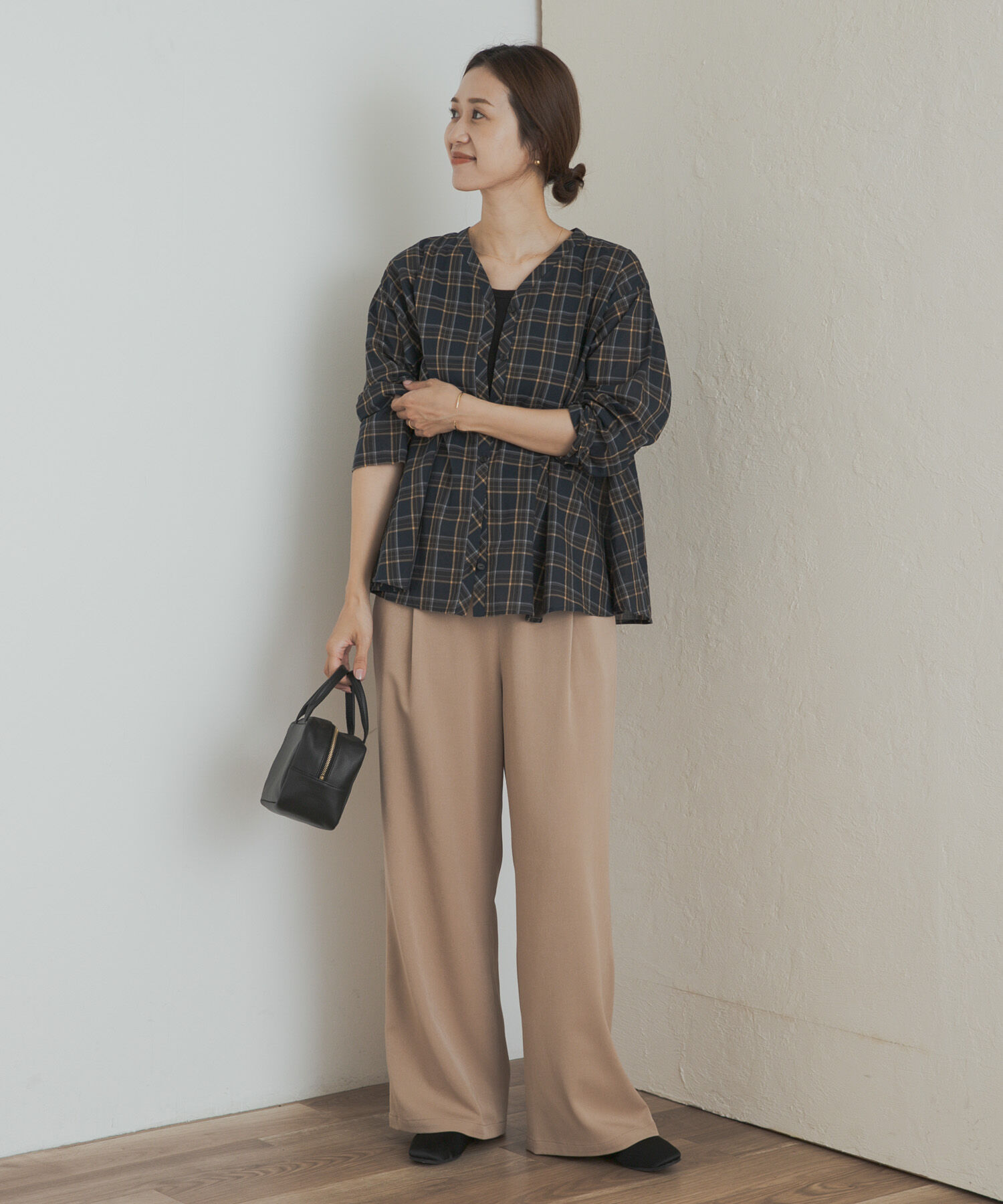 URBAN RESEARCH DOORS「チェックフレアブラウス」|Tシャツ・カットソー|