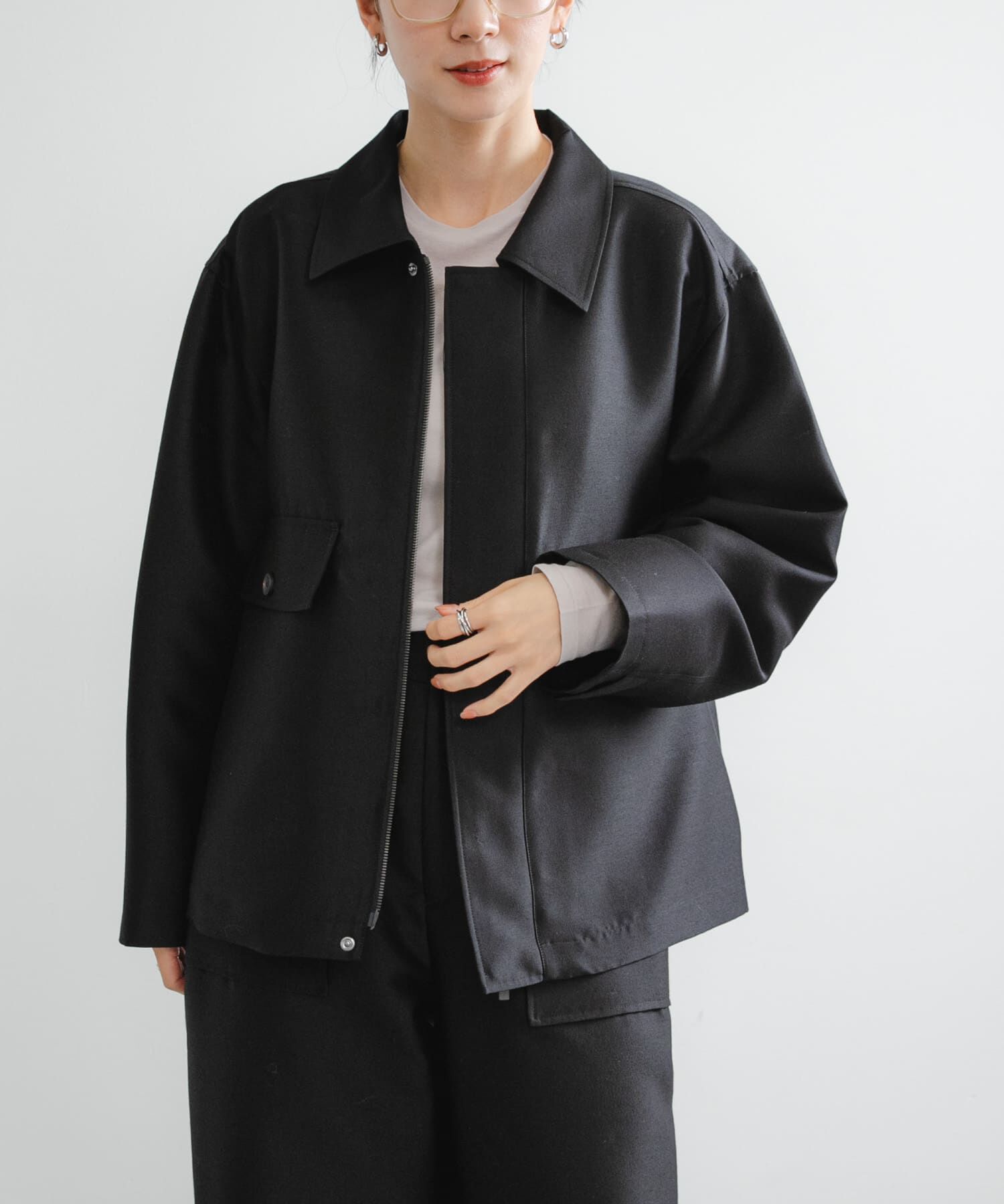 URBAN RESEARCH「new basic　WOOL SILK BOX JACKET」|ノーカラーコート|