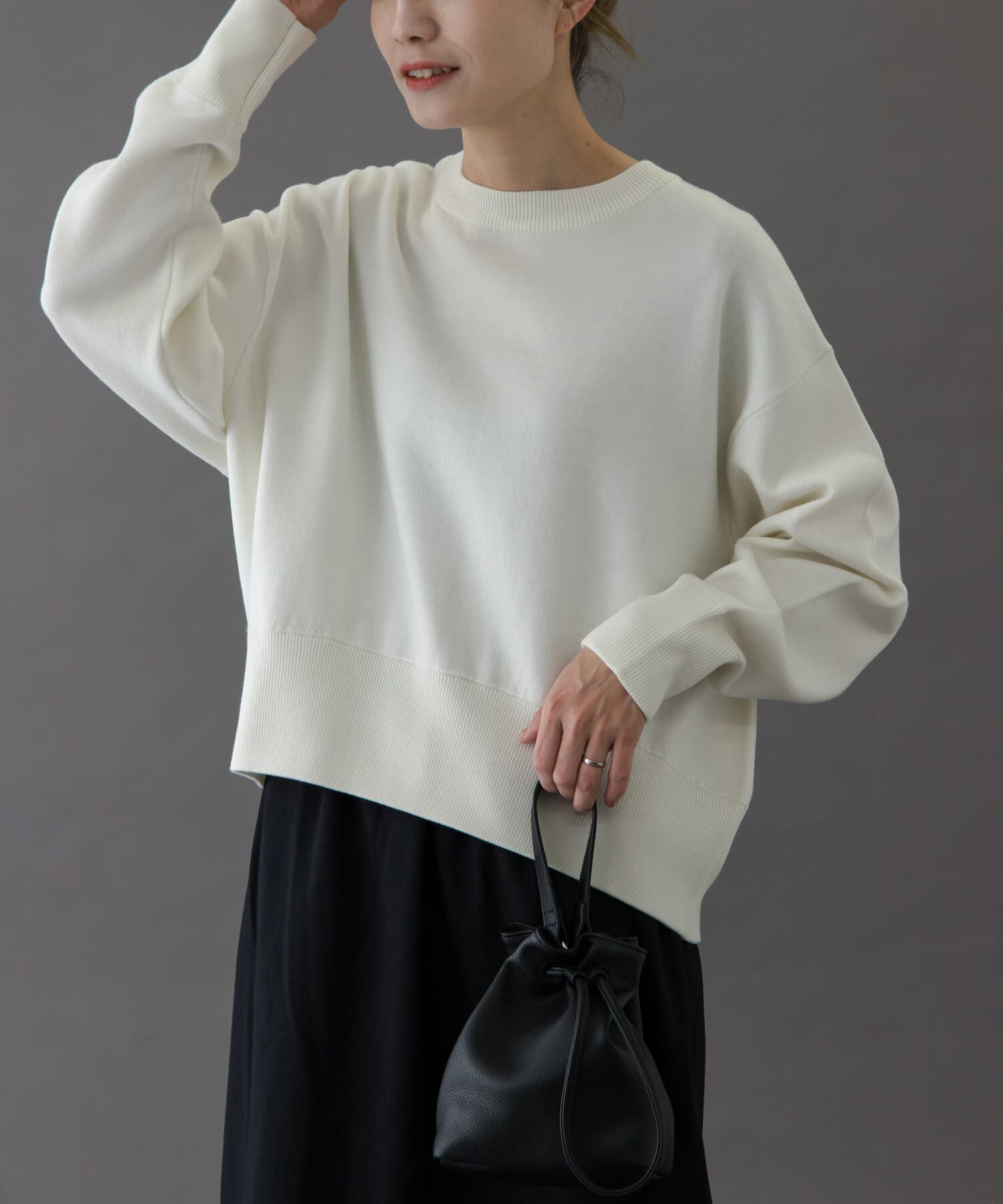URBAN RESEARCH DOORS「FORK&SPOON　ダブルフェイスクルーネックニット」|ニット・セーター|オフホワイト