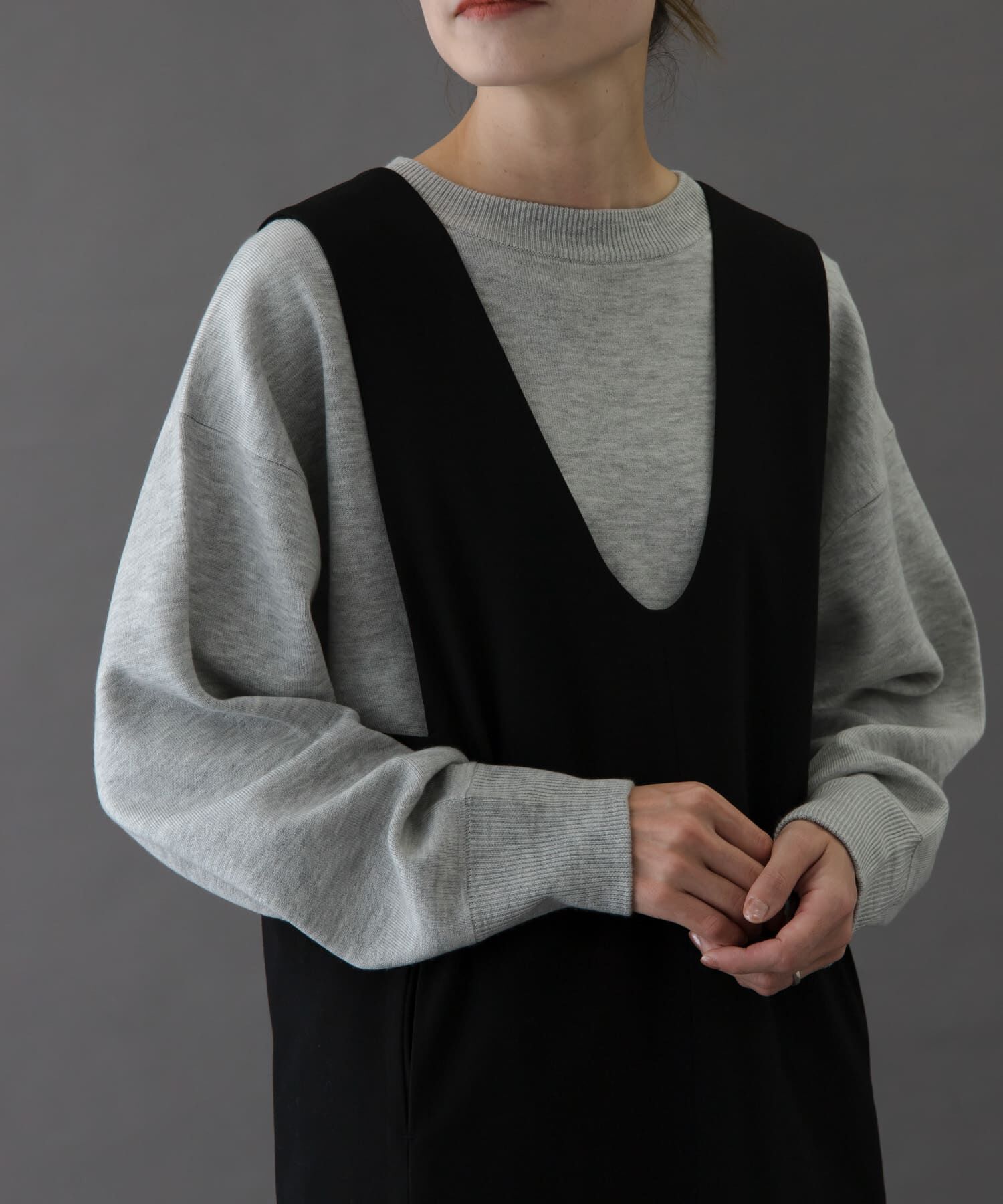 URBAN RESEARCH DOORS「FORK&SPOON　ダブルフェイスクルーネックニット」|ニット・セーター|グレー系その他