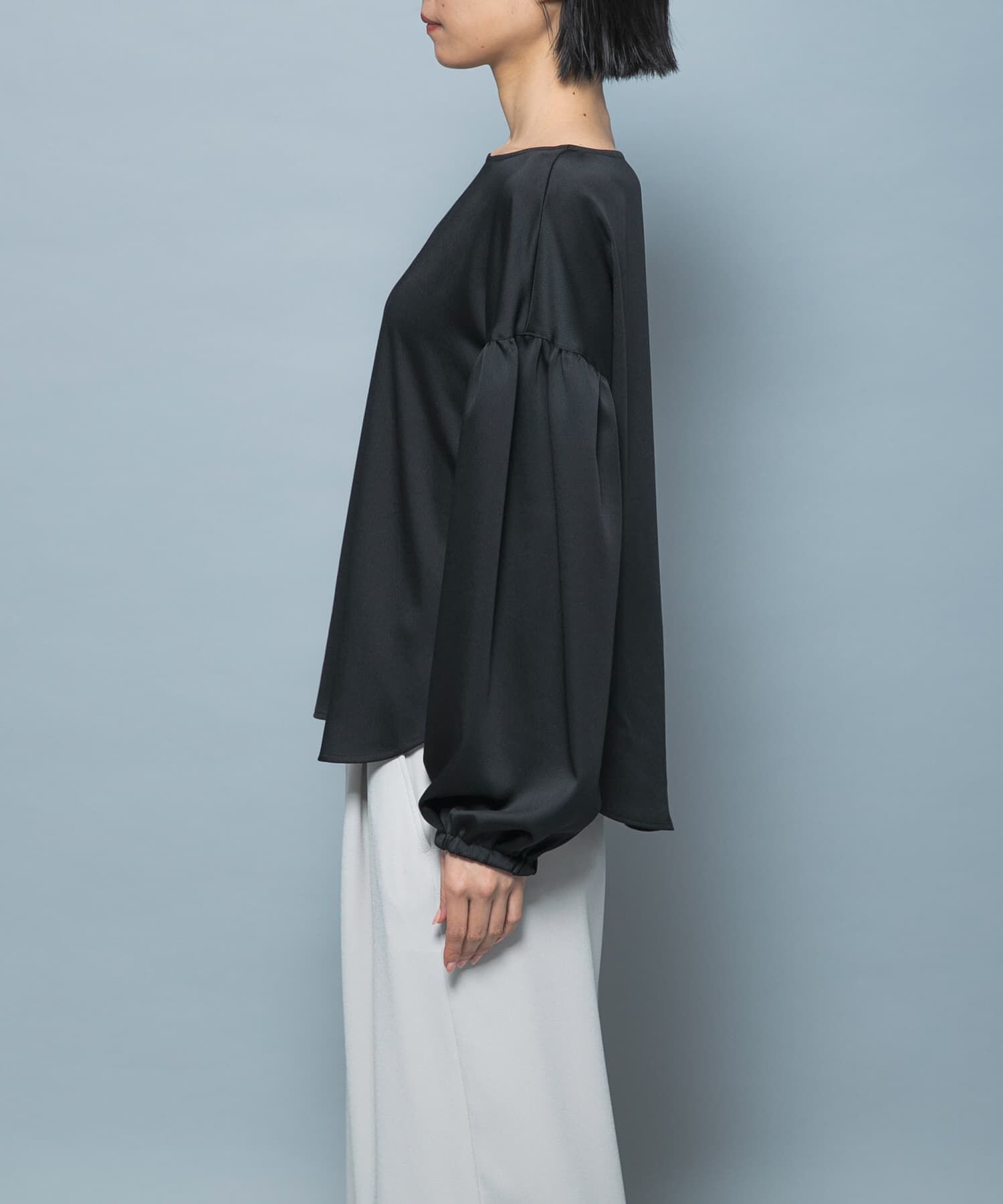 URBAN RESEARCH ROSSO「ハンマーサテンギャザーブラウス」|シャツ・ブラウス|