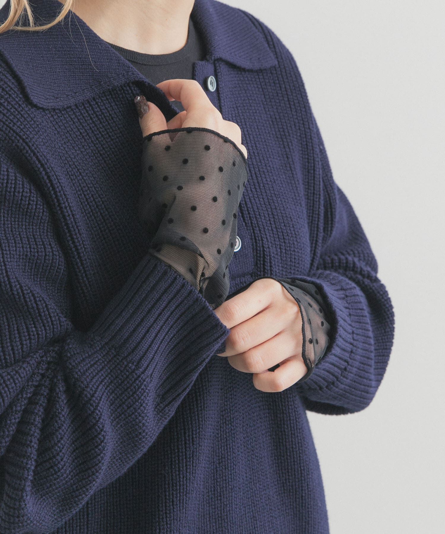 URBAN RESEARCH DOORS「袖ドット柄切替ロングスリーブTシャツ」|Tシャツ・カットソー|