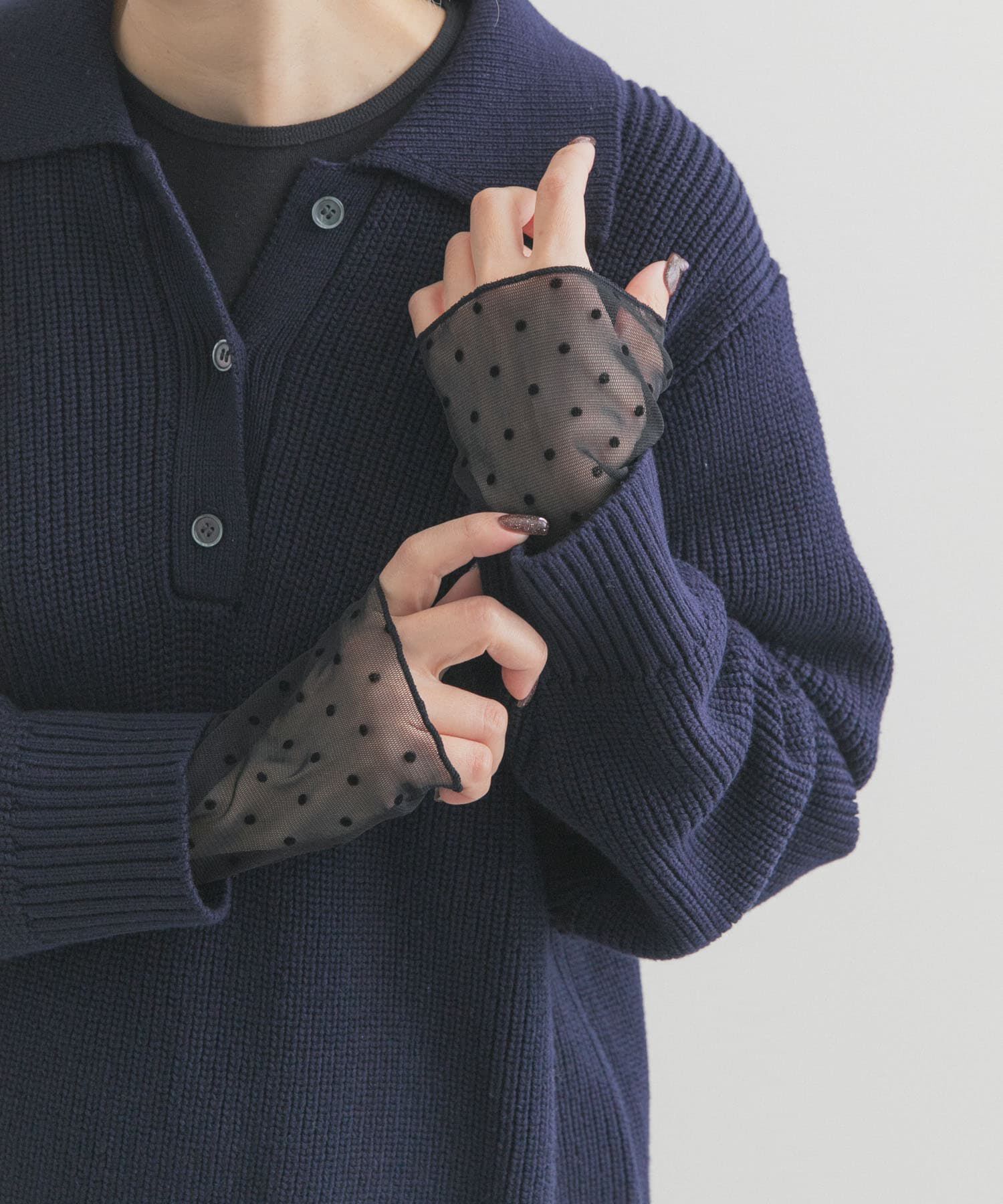 URBAN RESEARCH DOORS「袖ドット柄切替ロングスリーブTシャツ」|Tシャツ・カットソー|