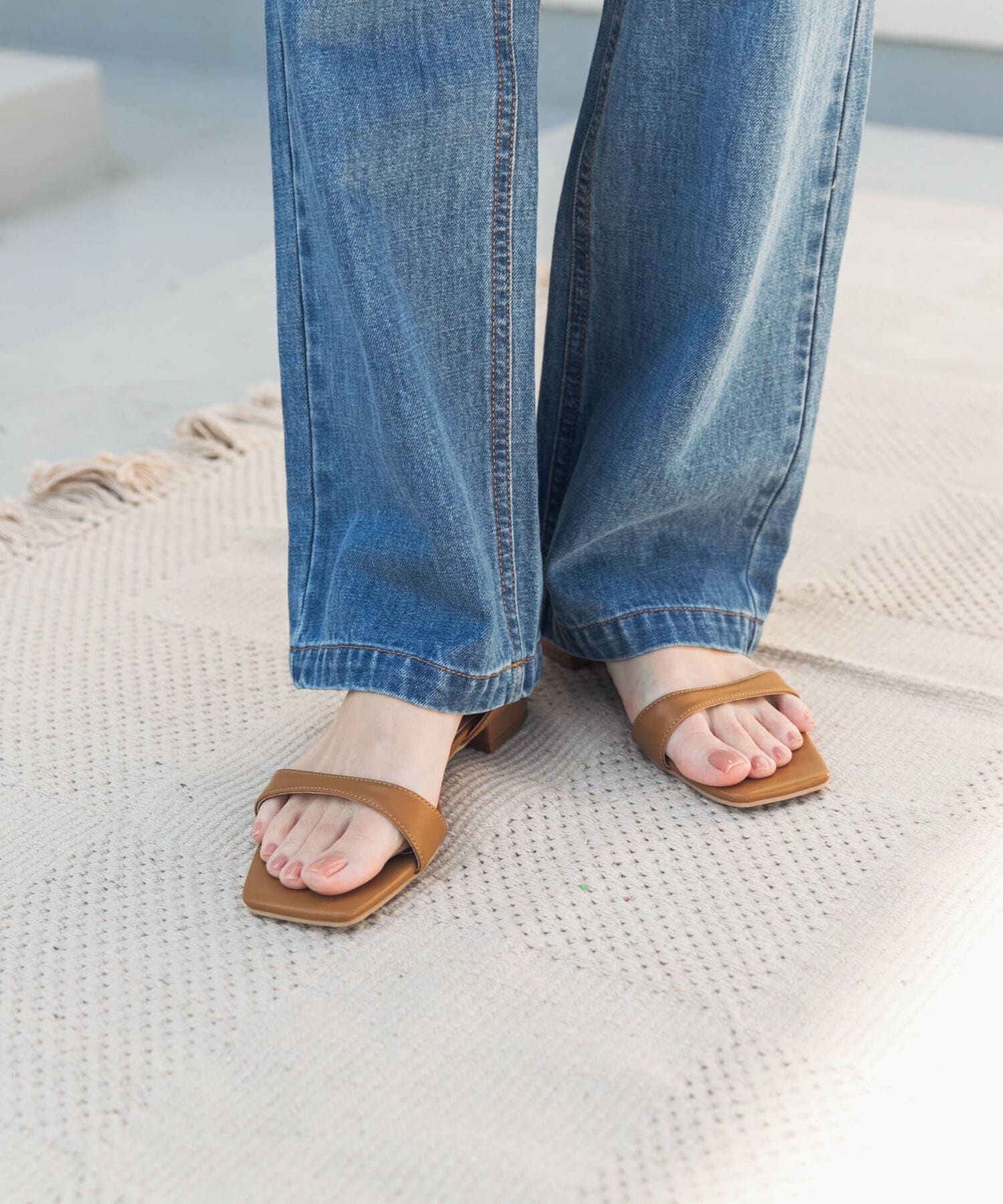 URBAN RESEARCH DOORS「アンクルストラップフラットサンダル」|サンダル|キャメル