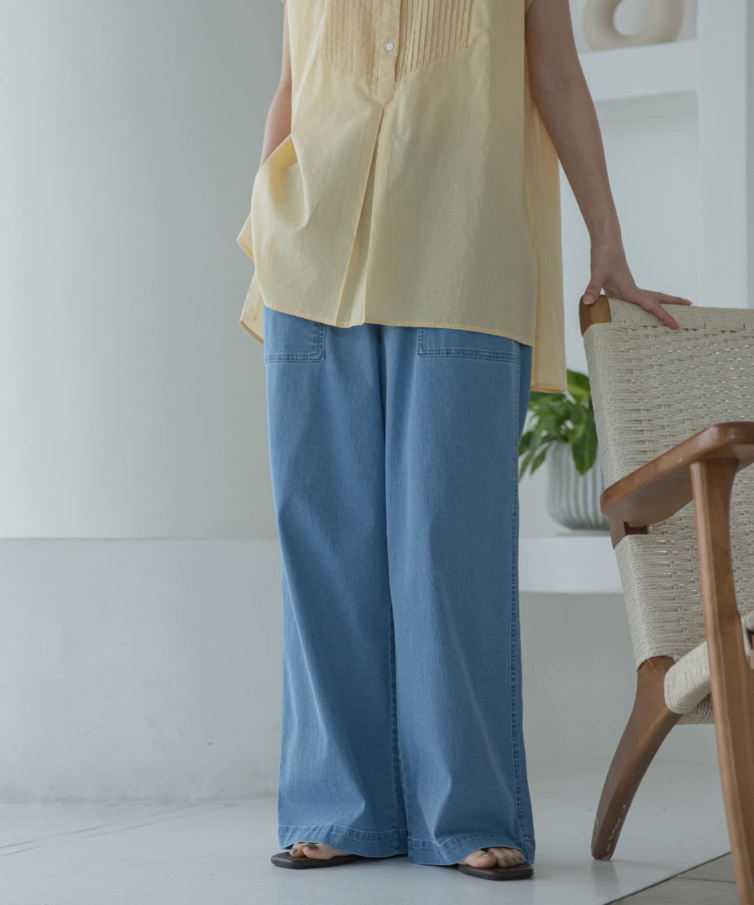 Sonny Label 「接触冷感デニムベイカーパンツ」|デニム|ライトインディゴブル