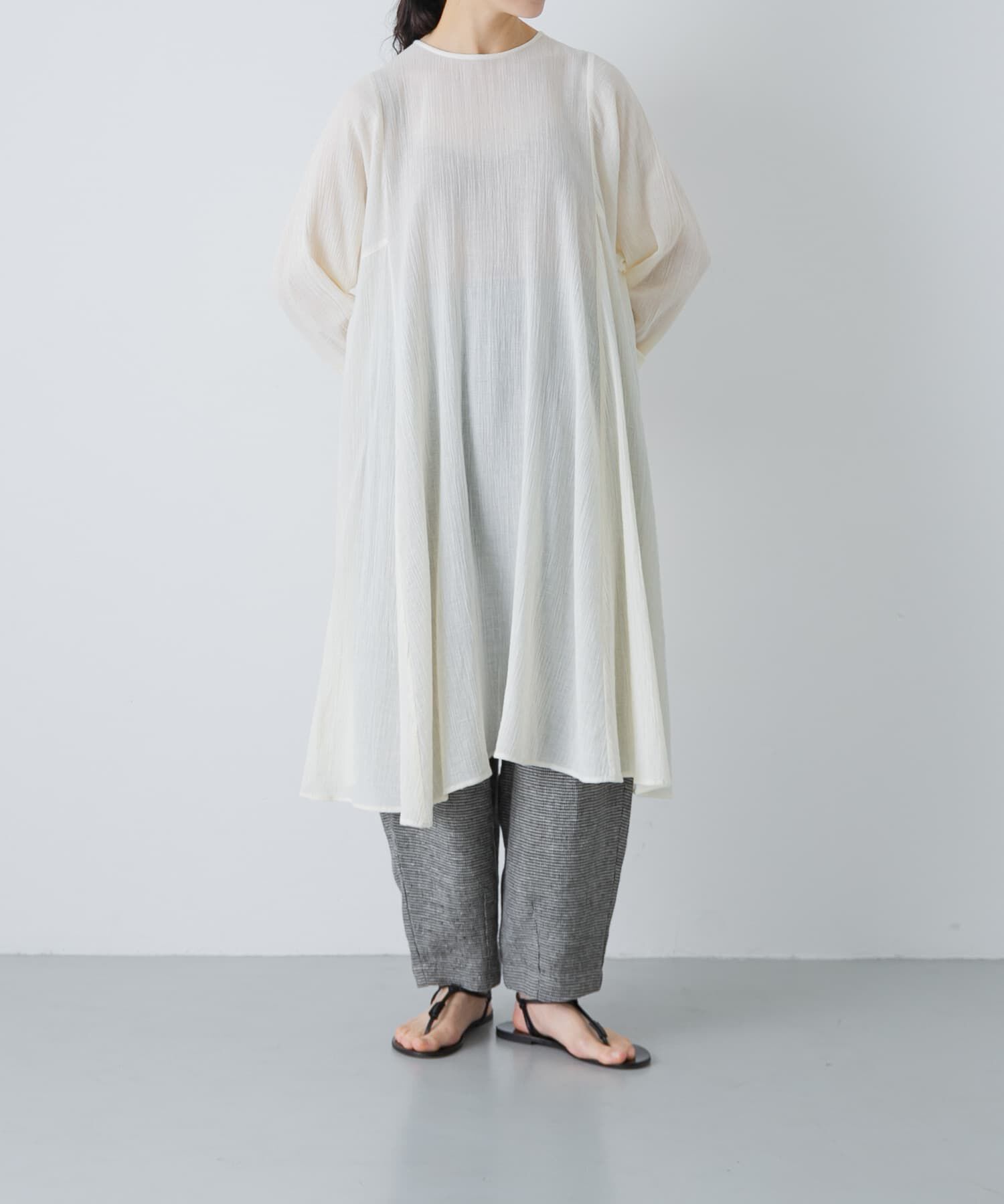 かぐれ「ボイルフレアチュニック」|チュニック|アイボリー