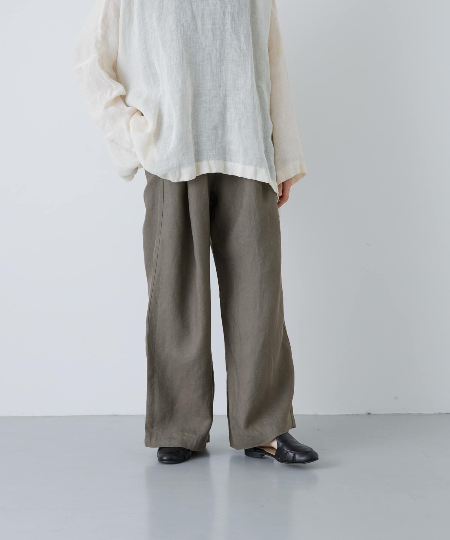 かぐれ「リネンストレートイージーパンツ」|その他|ベージュ系その他