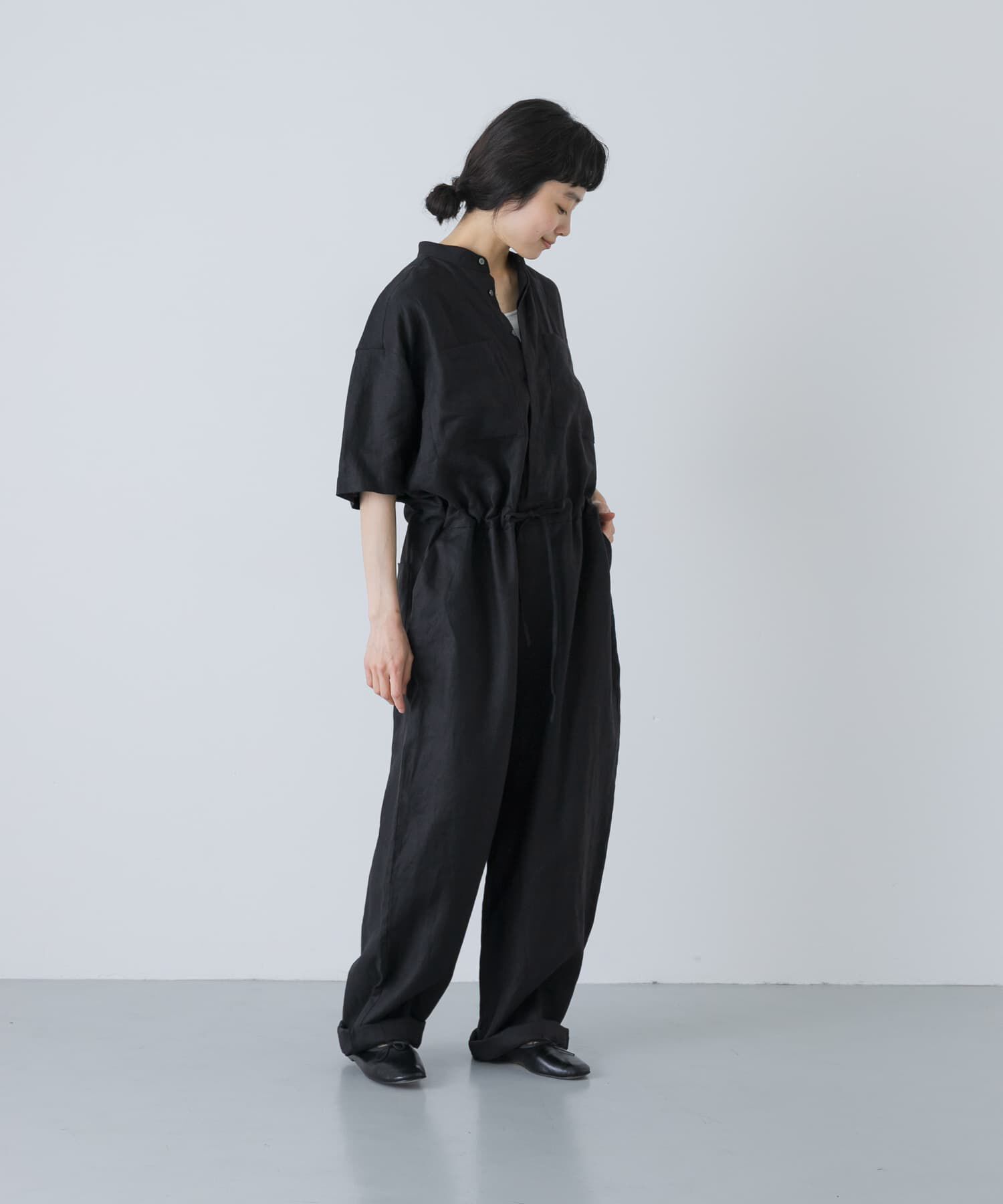 かぐれ「リネンハーフスリーブオールインワン」|オールインワン|