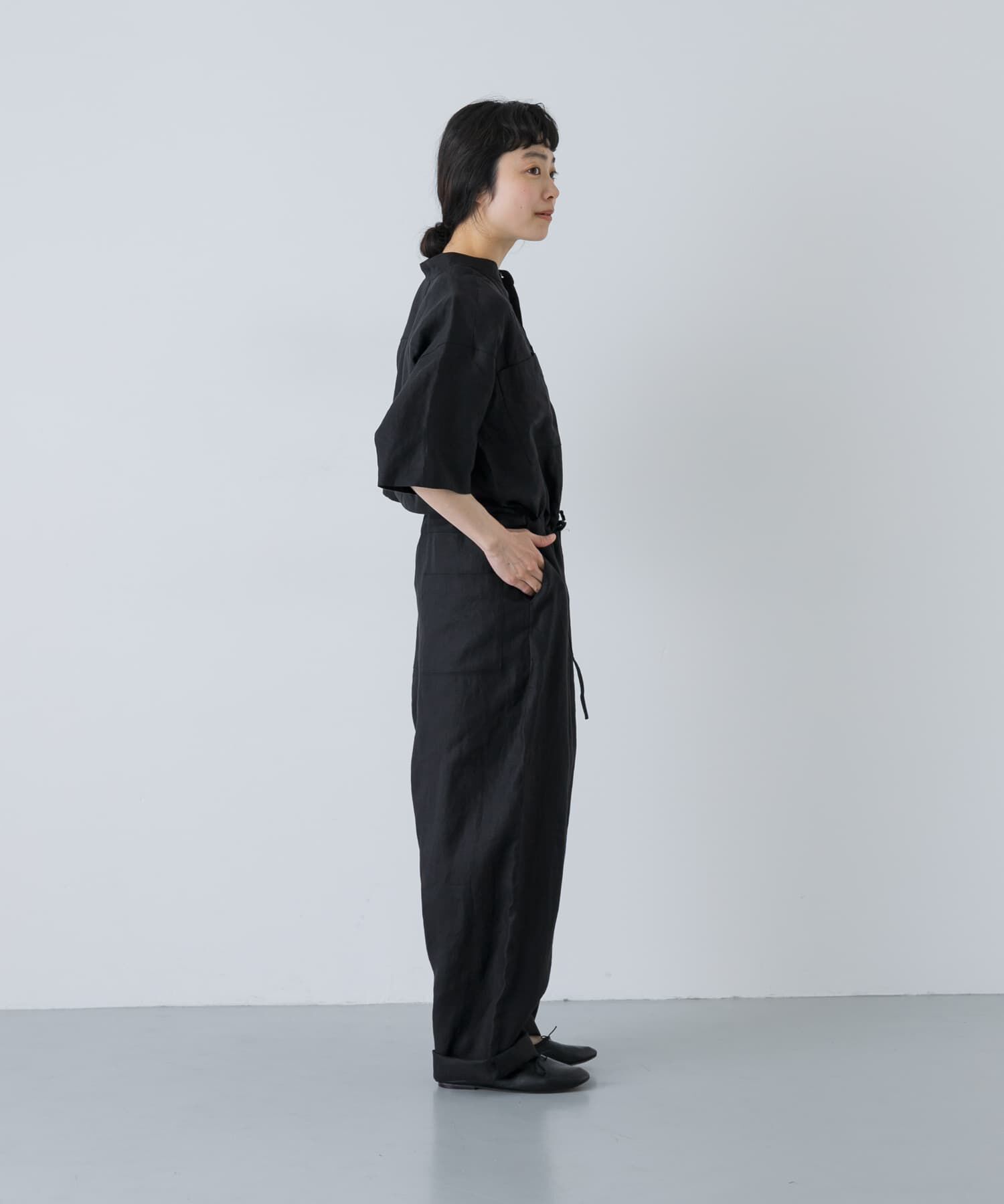 かぐれ「リネンハーフスリーブオールインワン」|オールインワン|