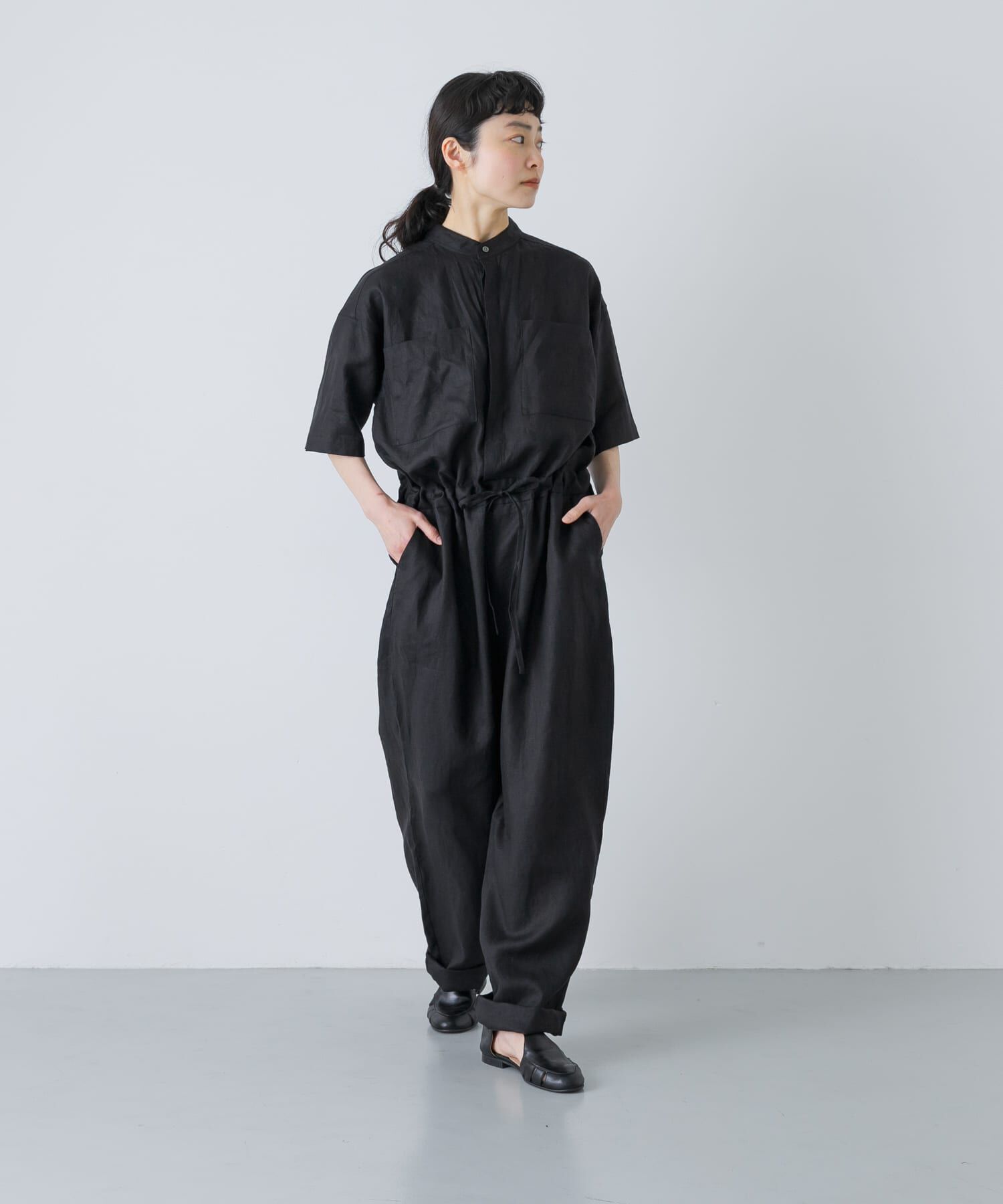 かぐれ「リネンハーフスリーブオールインワン」|オールインワン|