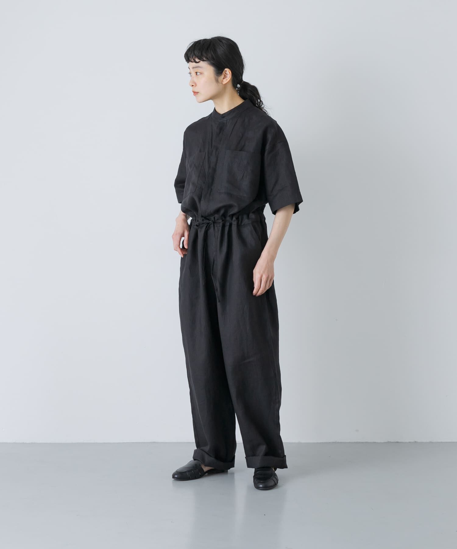 かぐれ「リネンハーフスリーブオールインワン」|オールインワン|