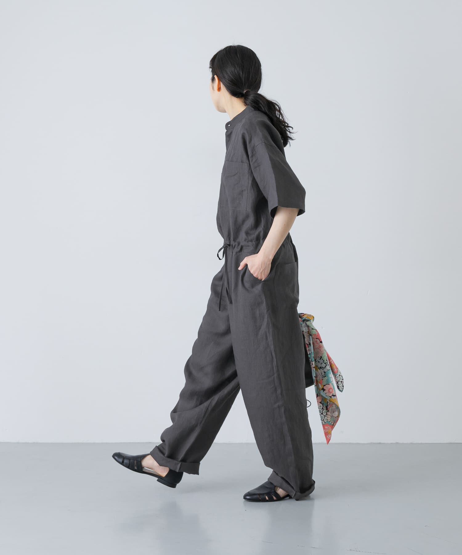 かぐれ「リネンハーフスリーブオールインワン」|オールインワン|