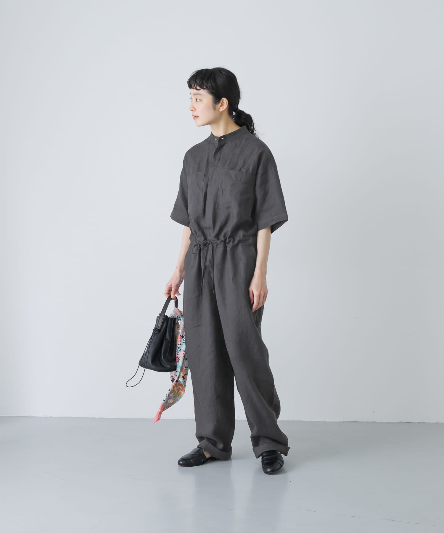 かぐれ「リネンハーフスリーブオールインワン」|オールインワン|