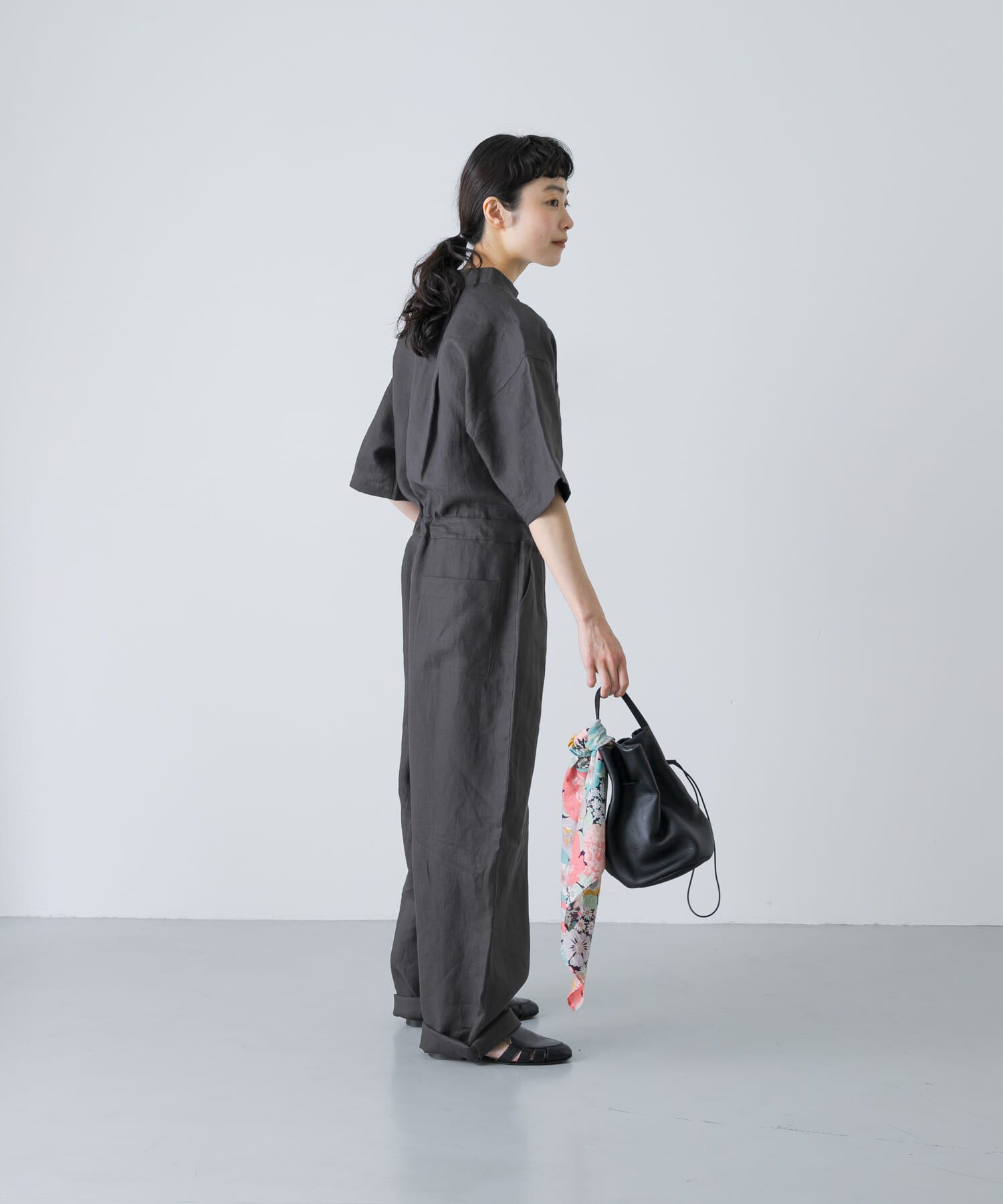 かぐれ「リネンハーフスリーブオールインワン」|オールインワン|