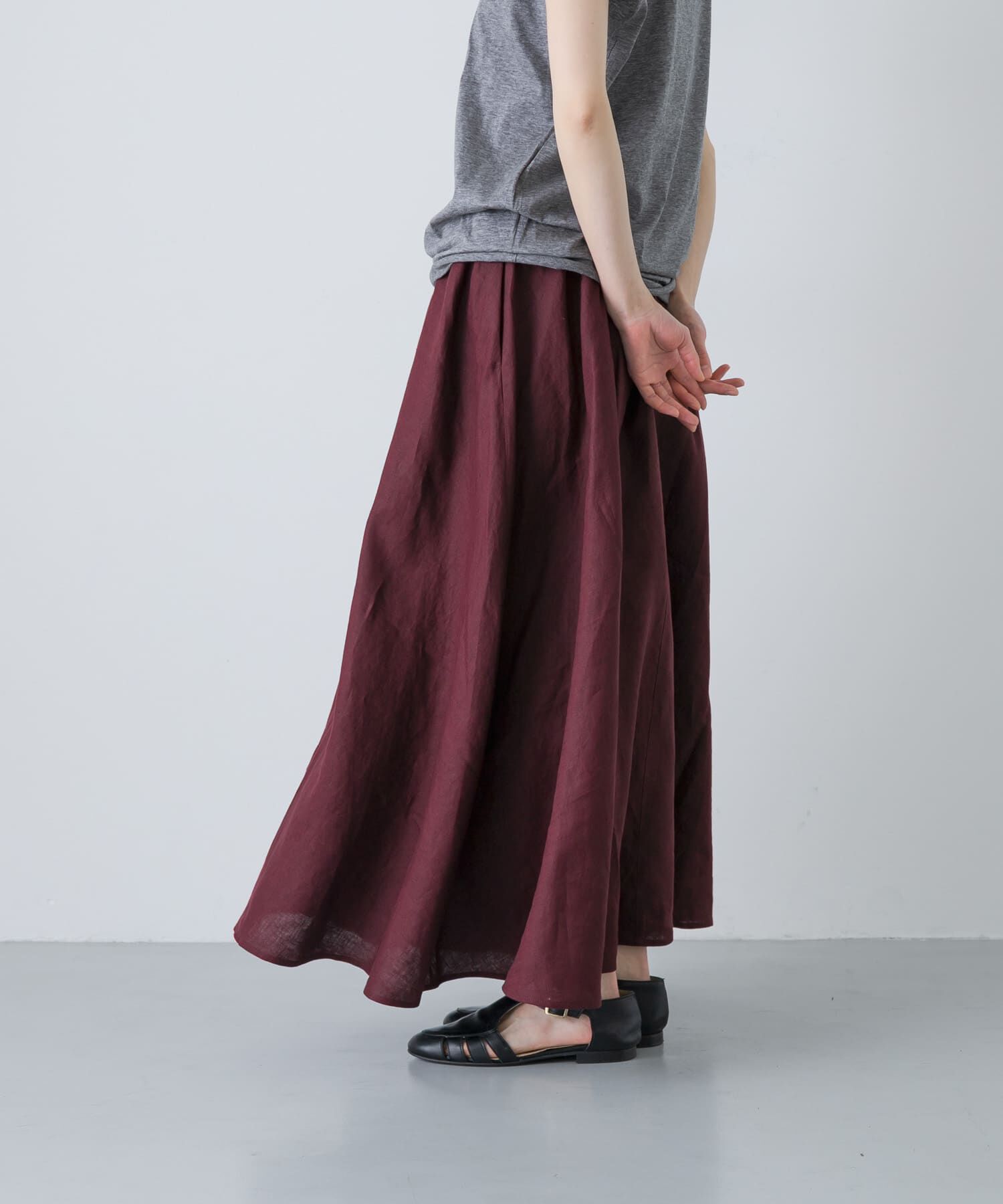 かぐれ「リネンフレアスカート」|スカート|ブラウン