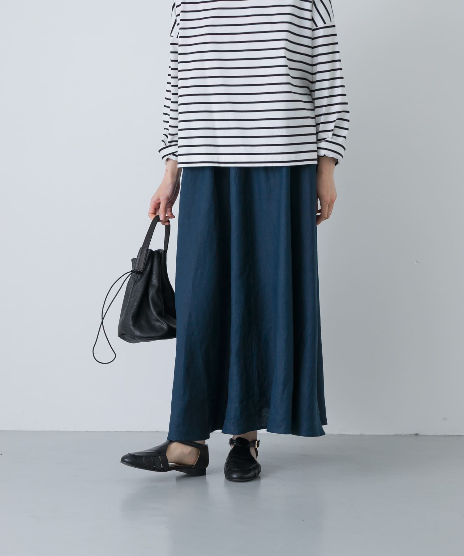 かぐれ「リネンフレアスカート」|スカート|ブルー系その他