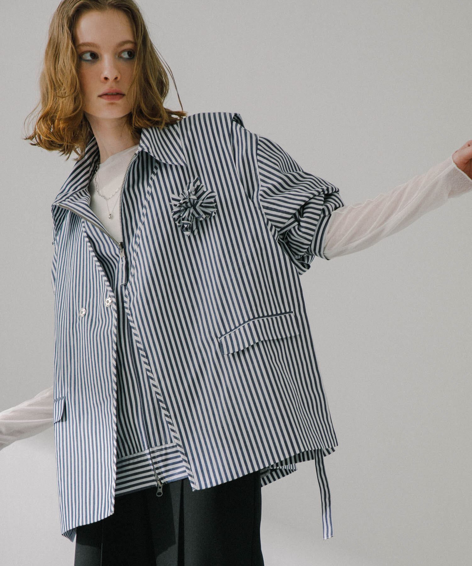 SENSE OF PLACE by URBAN RESEARCH「hxcyyd &times; SOP　ストライプフラワーコサージュシャツベスト(UNISEX)」|ベスト・ジレ|