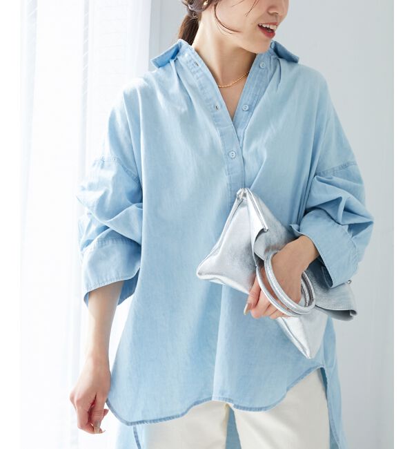 le.coeur blanc「《WEB限定アイテム》バックデザインオーバーデニムシャツ」|シャツ・ブラウス|