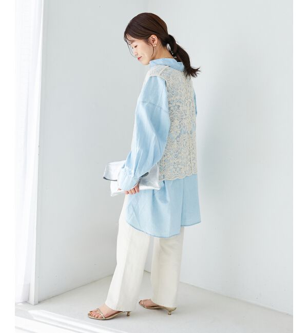 le.coeur blanc「《WEB限定アイテム》バックデザインオーバーデニムシャツ」|シャツ・ブラウス|