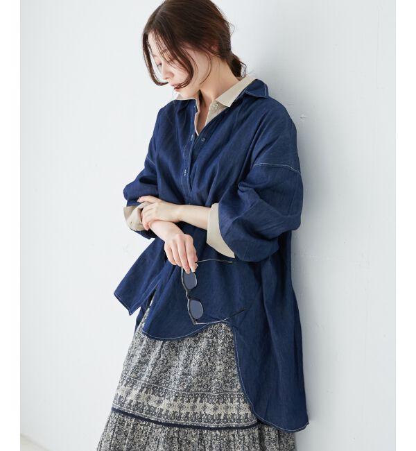 le.coeur blanc「《WEB限定アイテム》バックデザインオーバーデニムシャツ」|シャツ・ブラウス|