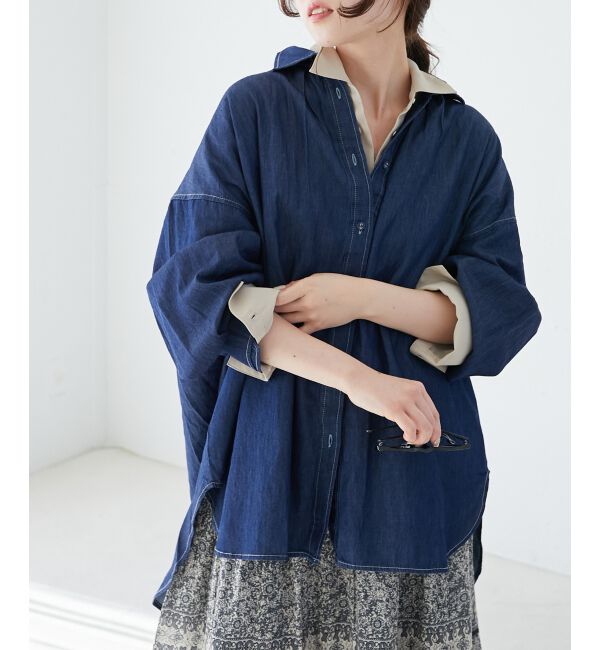 le.coeur blanc「《WEB限定アイテム》バックデザインオーバーデニムシャツ」|シャツ・ブラウス|