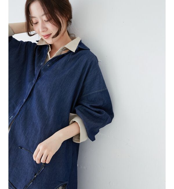 le.coeur blanc「《WEB限定アイテム》バックデザインオーバーデニムシャツ」|シャツ・ブラウス|