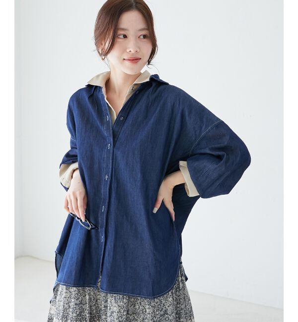 le.coeur blanc「《WEB限定アイテム》バックデザインオーバーデニムシャツ」|シャツ・ブラウス|