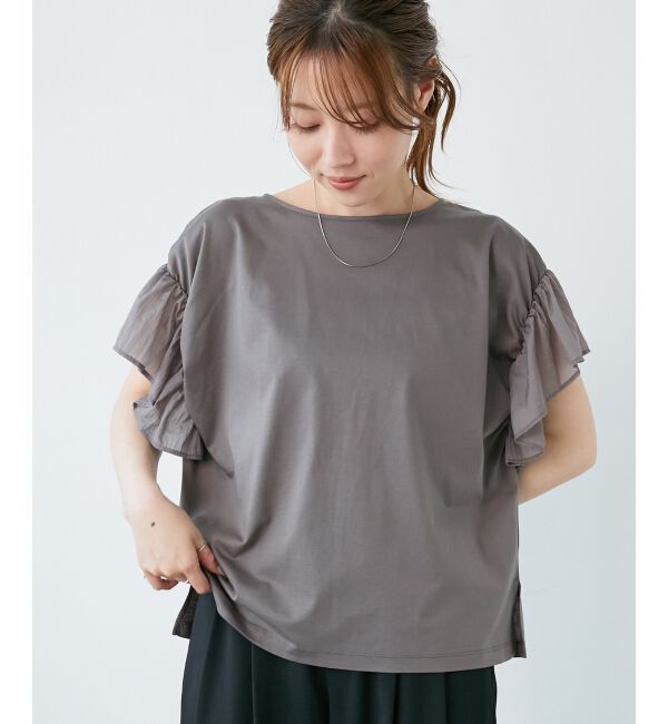  「コットンシルケットコンビカットプルオーバー」|プルオーバー|