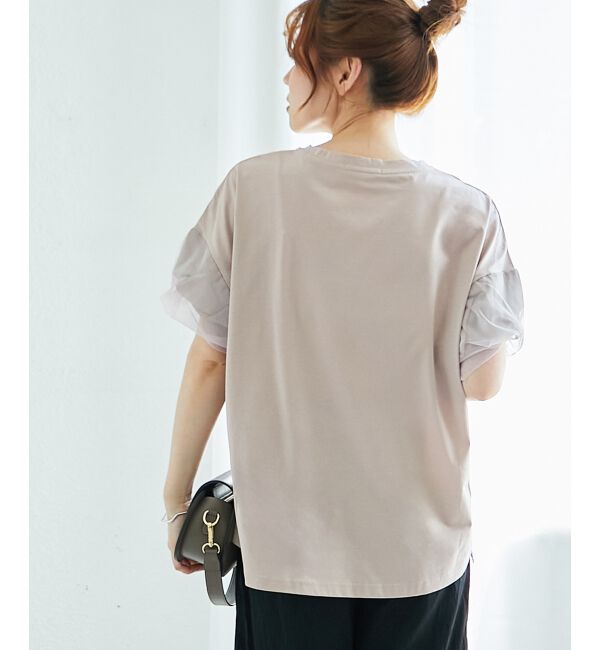  「《手洗い可能》チュールねじりスリーブフレンチプルオーバー」|プルオーバー|