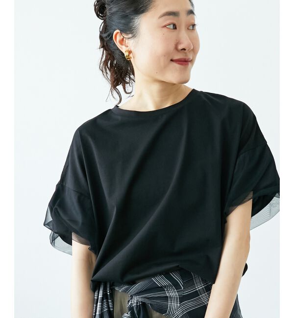  「《手洗い可能》チュールねじりスリーブフレンチプルオーバー」|プルオーバー|