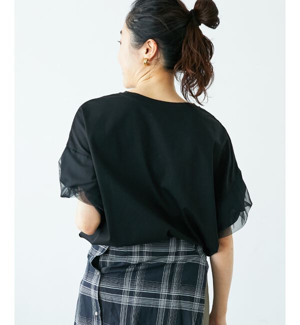  「《手洗い可能》チュールねじりスリーブフレンチプルオーバー」|プルオーバー|