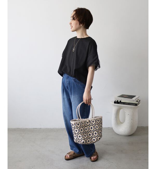  「《手洗い可能》チュールねじりスリーブフレンチプルオーバー」|プルオーバー|