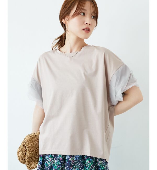  「《手洗い可能》チュールねじりスリーブフレンチプルオーバー」|プルオーバー|