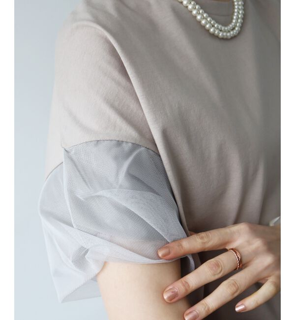  「《手洗い可能》チュールねじりスリーブフレンチプルオーバー」|プルオーバー|