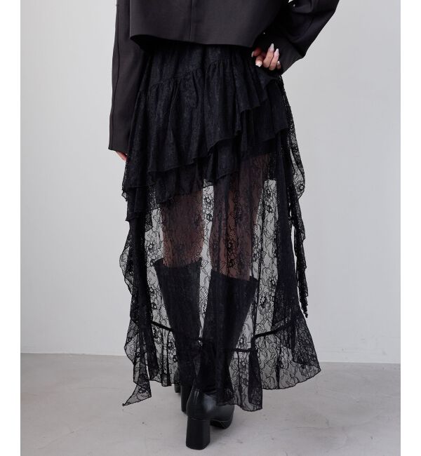  「アシメレースミニスカパン」|スカート|