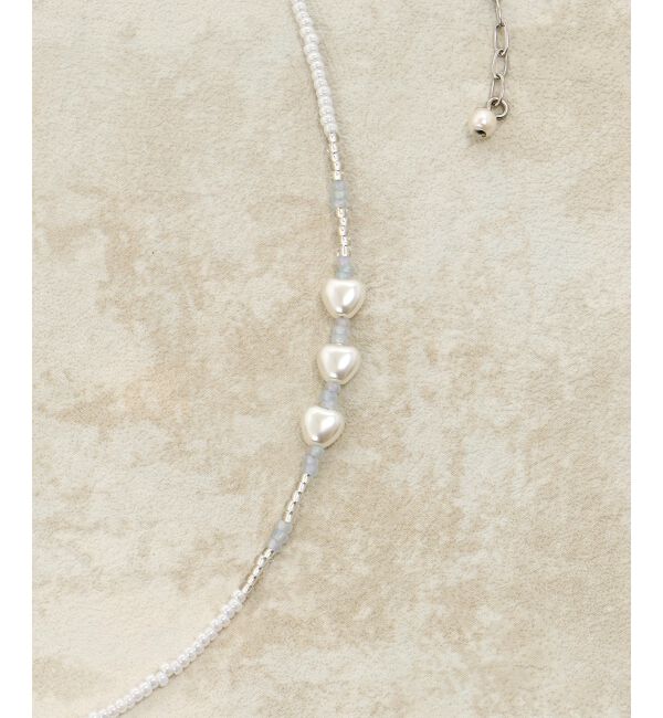  「リボンモチーフビーズネックレス」|ネックレス|