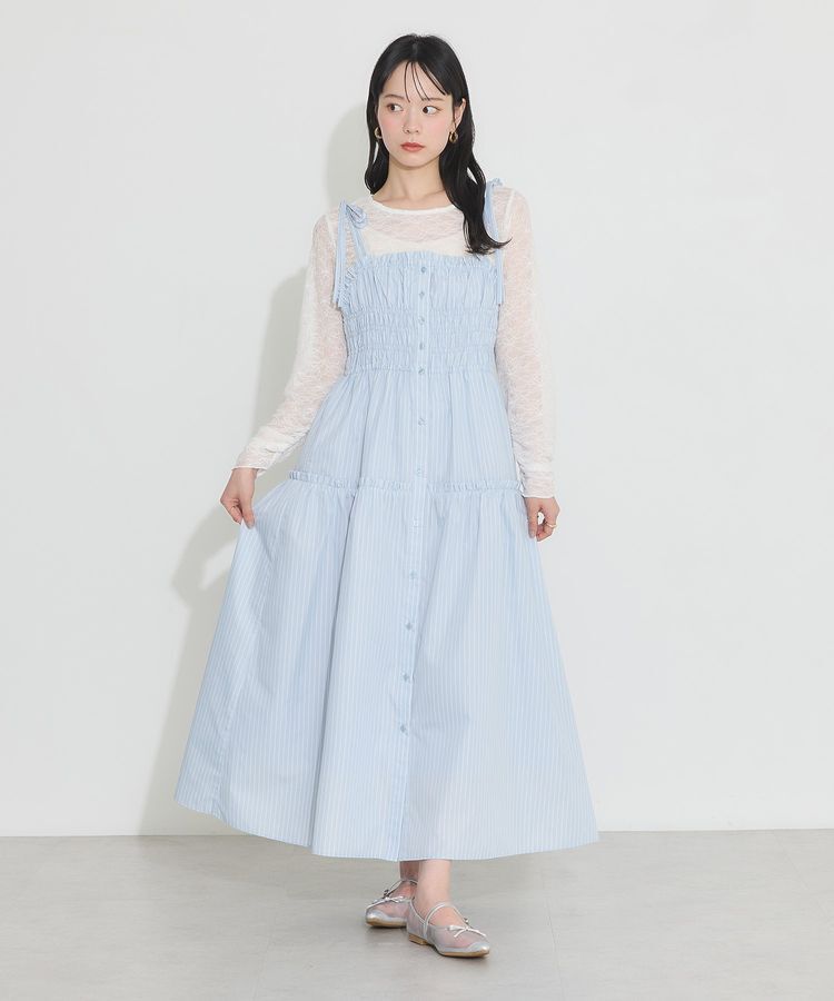 earth music&ecology「ギャザーティアードキャミドレ」|ワンピース|