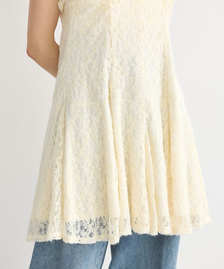 earth music&ecology「フロントギャザー起毛レースミニワンピース」|ワンピース|