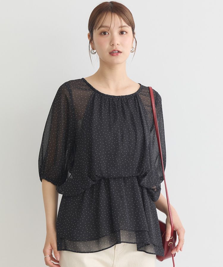 earth music&ecology「レイヤードライクドット柄ブラウス」|シャツ・ブラウス|Black
