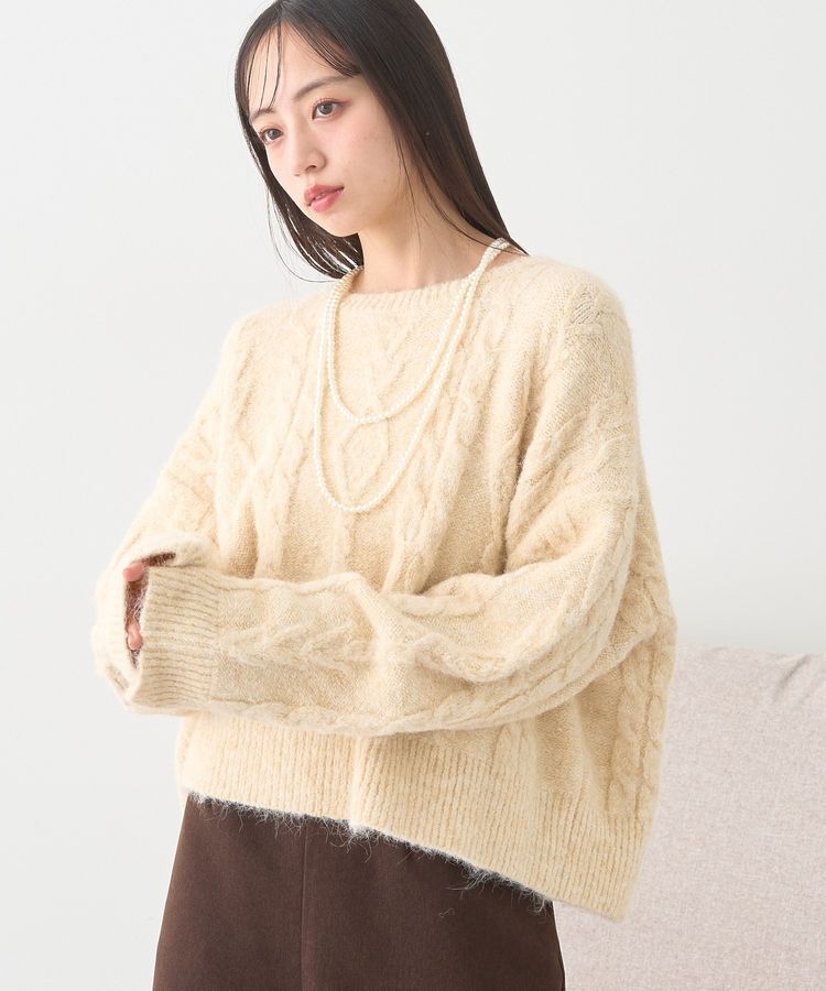 earth music&ecology「モヘヤタッチケーブルニットプルオーバー」|ニット・セーター|