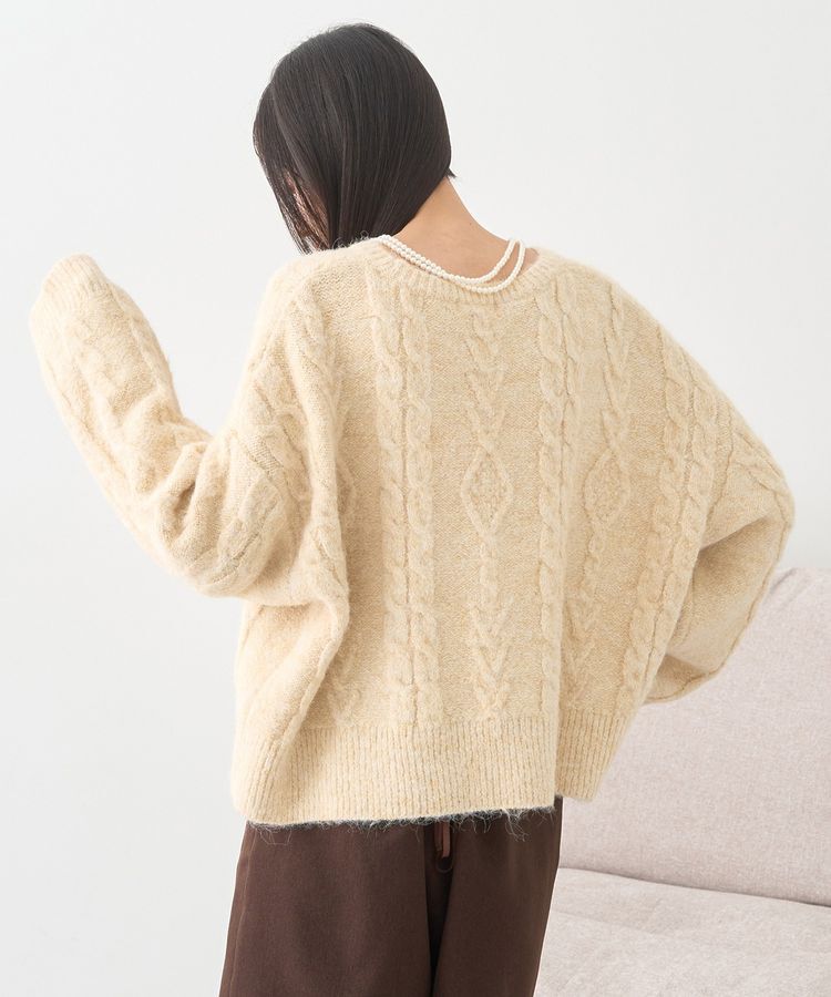 earth music&ecology「モヘヤタッチケーブルニットプルオーバー」|ニット・セーター|