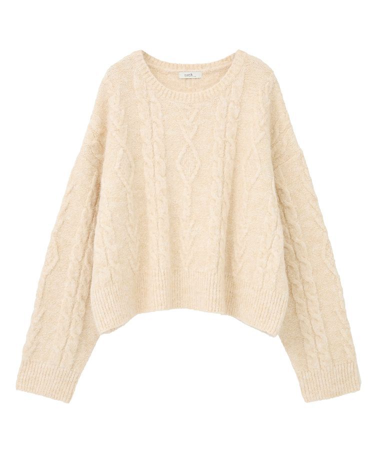 earth music&ecology「モヘヤタッチケーブルニットプルオーバー」|ニット・セーター|