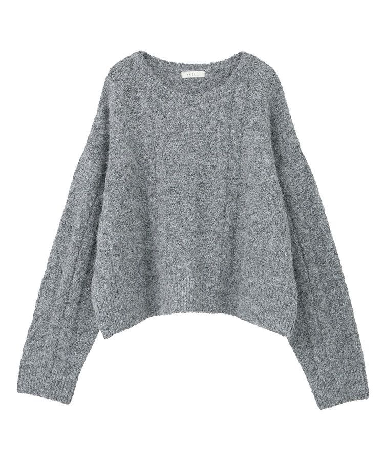 earth music&ecology「モヘヤタッチケーブルニットプルオーバー」|ニット・セーター|