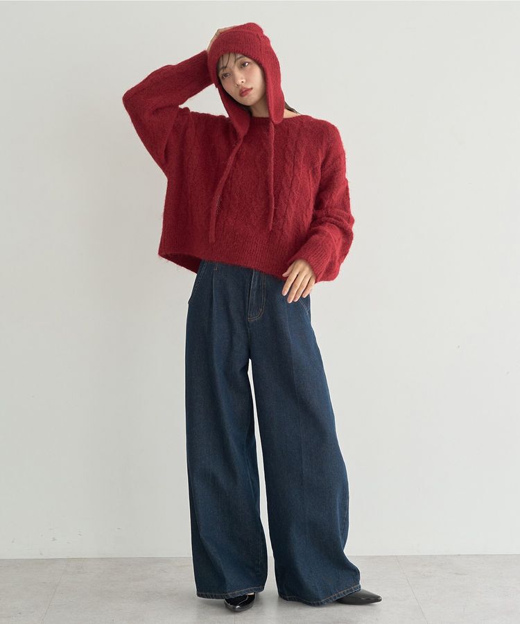 earth music&ecology「モヘヤタッチケーブルニットプルオーバー」|ニット・セーター|