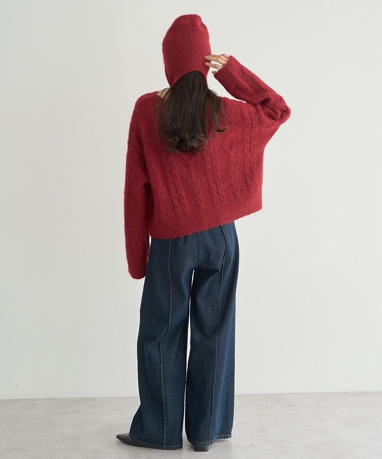 earth music&ecology「モヘヤタッチケーブルニットプルオーバー」|ニット・セーター|