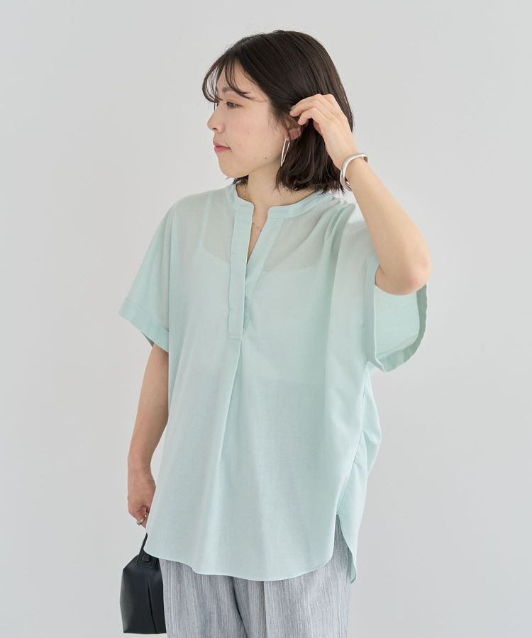 Green Parks「綿麻混フレンチスリーブスキッパーシャツ」|シャツ・ブラウス|