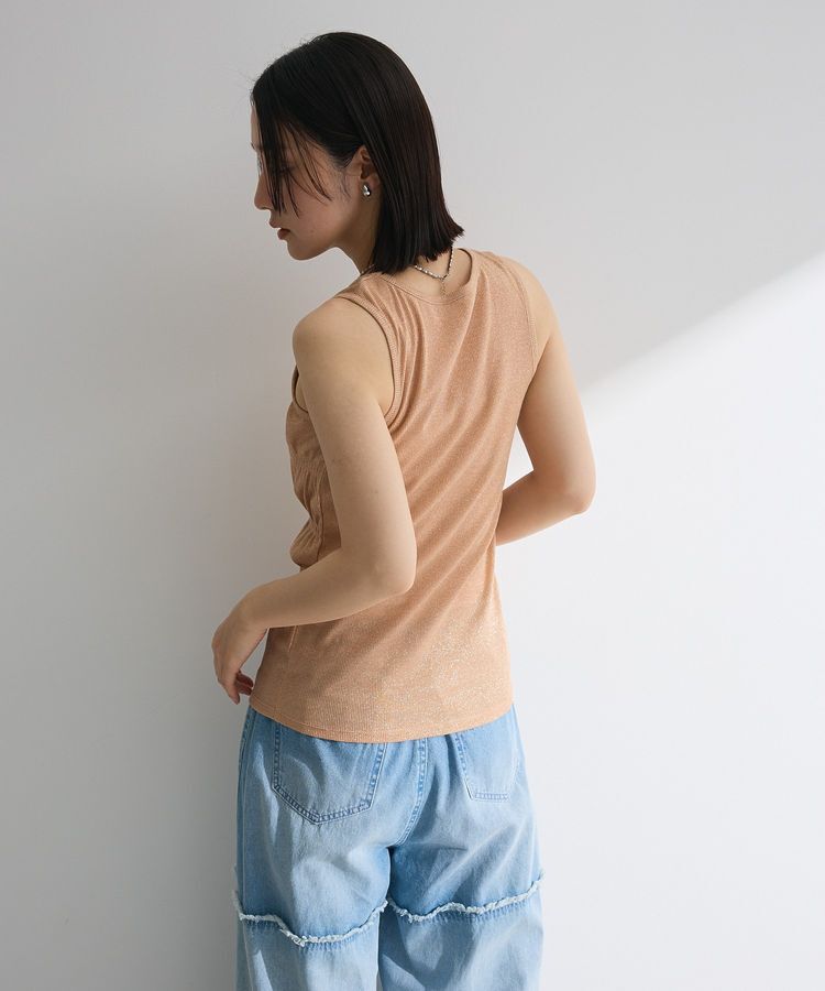 Green Parks「・Petit Fleur シャーリングラメタンクトップ」|キャミソール|